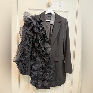 AKIRA Black Ruffled Blazer Dress